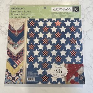 K&Company AMERICANA Specialty Paper, 28 double sided sheets 12x12 New, Retired